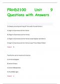 FRHD2100 Unit 9 Questions with Answers