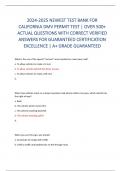 2024-2025 NEWEST TEST BANK FOR  CALIFORNIA DMV PERMIT TEST | OVER 500+  ACTUAL QUESTIONS WITH CORRECT VERIFIED  ANSWERS FOR GUARANTEED CERTIFICATION  EXCELLENCE | A+ GRADE GUARANTEED