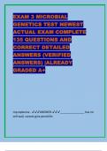 EXAM 3 MICROBIAL  GENETICS TEST NEWEST  ACTUAL EXAM COMPLETE  135 QUESTIONS AND  CORRECT DETAILED  ANSWERS (VERIFIED  ANSWERS) |ALREADY  GRADED A+