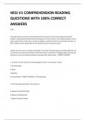 HESI V1 COMPREHENSION READING QUESTIONS WITH 100% CORRECT ANSWERS 