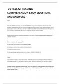 V1 HESI A2  READING COMPREHENSION EXAM QUESTIONS AND ANSWERS