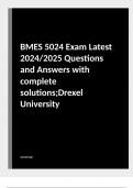 BMES 5024 Exam Latest 2024/2025 Questions and Answers with complete solutions;Drexel University