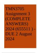 TMN3705 Assignment 3 (COMPLETE ANSWERS) 2024 (655511 ) - DUE 2 August 2024