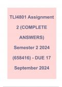 TLI4801 Assignment 2 (COMPLETE ANSWERS) Semester 2 2024 (658416) - DUE 17 September 2024