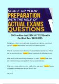 DMV written test 2024 NC/ 212 Qs with Certified Ans/ 2024-2025.