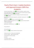 Psycho Pharm Exam 1 Update Questions with Approved Answers 100% Pass Graded A+