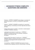 ADVANCED FITNESS COMPLETE  QUESTIONS AND ANSWERS