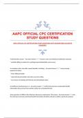 AAPC OFFICIAL CPC CERTIFICATION STUDY QUESTIONS WITH GUARANTEED ACCURATE ANSWERS!!