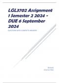 LGL3702 Assignment 1 Semester 2 2024 - DUE 6 September 2024