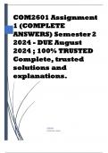 COM2601 Assignment 1 (COMPLETE ANSWERS) Semester 2 2024 - DUE August 2024 ; 100% TRUSTED Complete, trusted solutions and explanations.