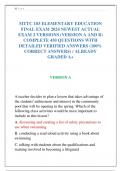 MTTC 103 ELEMENTARY EDUCATION  FINAL EXAM 2024 NEWEST ACTUAL  EXAM 2 VERSIONS (VERSION A AND B)  COMPLETE 450 QUESTIONS WITH  DETAILED VERIFIED ANSWERS (100%  CORRECT ANSWERS) / ALREADY  GRADED A+
