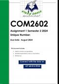 COM2602 Assignment 1 (QUALITY ANSWERS) Semester 2 2024