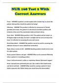 NUR 168 Test 2 With Correct Answers