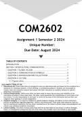 COM2603 Assignment 1 (ANSWERS) Semester 2 2024 - DISTINCTION GUARANTEED