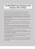 NJ BOATING Exam Questions And Answers 100% Verified.