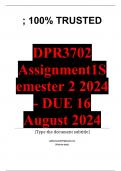 DPR3702 Assignment 1 (COMPLETE ANSWERS) Semester 2 2024 - DUE 16 August 2024 ; 100% TRUSTED Complete, trusted solutions and explanations. 