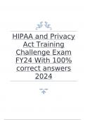 HIPAA and Privacy Act Training Challenge Exam FY24 With 100- correct answers 2024