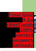 Download this complete,fully solved and updated actual exam for Final Quiz 9.1a (RHIT).