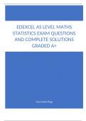 Edexcel AS Level Maths Statistics Exam Questions and Complete Solutions Graded A+