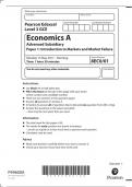 Pearson Edexcel GCE AS Level in Economics A (8EC0) Paper 01 Introduction to Markets and Market Failure Test Bank Graded A+