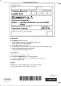 Economics A Advanced Subsidiary Paper 1 Introduction to markets and market Test Bank Graded A+