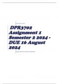 DPR3702 Assignment 1 Semester 2 2024 - DUE 16 August 2024