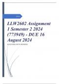 LLW2602 Assignment 1 Semester 2 2024 (773949) - DUE 16 August 2024