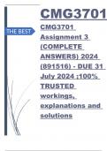 CMG3701 Assignment 3 (COMPLETE ANSWERS) 2024 (891516) - DUE 31 July 2024