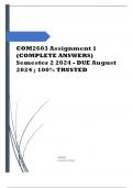 COM2603 Assignment 1 (COMPLETE ANSWERS) Semester 2 2024 Course Intercultural Development and Health Communication (COM2603) Institution University Of South Africa (Unisa) Book Integrated Organisational Communication