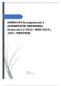 COM3704 Assignment 1 (COMPLETE ANSWERS) Semester 2 2024 - DUE 2024 ; 100% TRUSTED Complete, trusted solutions and explanations.