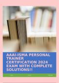 AAAI-ISMA PERSONAL TRAINER CERTIFICATION 2024 EXAM WITH COMPLETE SOLUTIONS!!