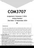 COM3707 Assignment 2 (ANSWERS) Semester 2 2024 - DISTINCTION GUARANTEED