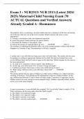 Exam 3 : NUR2513/ NUR 2513 (Latest 2024/ 2025) Maternal-Child Nursing Exam |70 ACTUAL Questions and Verified Answers| Already Graded A - Rasmussen