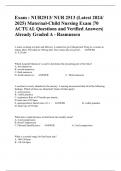 Exam : NUR2513/ NUR 2513 (Latest 2024/ 2025) Maternal-Child Nursing Exam |70 ACTUAL Questions and Verified Answers| Already Graded A - Rasmussen