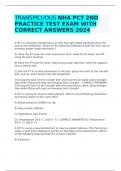 TRANSPICUOUS NHA PCT 2ND PRACTICE TEST EXAM WITH CORRECT ANSWERS 2024