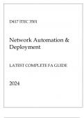 (WGU D417) ITEC 3501 Network Automation & Deployment Latest Complete FA Guide 2024.