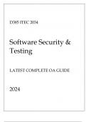 (WGU D385) ITSW 2034 Software Security & Testing Latest Complete OA Guide 2024