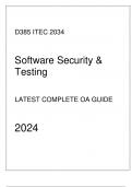 (WGU D385) ITEC 2034 Software Security & Testing Latest Complete OA Guide 2024.