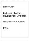 (WGU D308) ITSW 3034 Mobile Application Development (Android) Latest Complete OA Guide