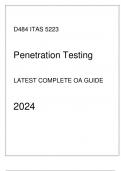 (WGU D484) ITAS 5223 Penetration Testing Latest Complete OA Guide 2024