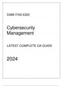 (WGU D489) ITAS 6320 Cybersecurity Management Latest Complete OA Guide 2024