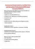 Summarized Study Guide for Certified Parks  and Recreation Professional (CPRP) Exam Complete RATED A