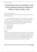 Test Bank: Pharmacology Clear and Simple: A Guide  to Drug Classifications and Dosage Calculations 3rd  Edition by Cynthia J. Watkins A+ 2024