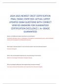 2024-2025 NEWEST CRCST CERTIFICATION  FINAL EXAM| OVER 550+ ACTUAL LATEST  UPDATED EXAM QUESTIONS WITH CORRECT  VERIFIED ANSWERS FOR GUARANTEED  CERTIFICATION EXCELLENCE | A+ GRADE  GUARANTEED