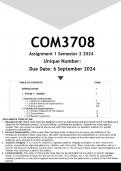 COM3708 Assignment 1 PORTFOLIO (ANSWERS) Semester 2 2024 - DISTINCTION GUARANTEED