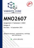 MNO2607 Assignment 3 (DETAILED ANSWERS) Semester 2 2024 - DISTINCTION GUARANTEED