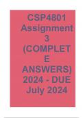 CSP4801 Assignment 3 (COMPLETE ANSWERS) 2024 - DUE July 2024