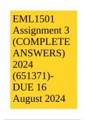 EML1501 Assignment 3 (COMPLETE ANSWERS) 2024 (651371)- DUE 16 August 2024