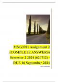 MNG3701 Assignment 2 (COMPLETE ANSWERS) Semester 2 2024 (620712) - DUE 16 September 2024