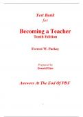 Test Bank for Becoming a Teacher 10th Edition By Forrest Parkay (All Chapters, 100% Original Verified, A+ Grade)